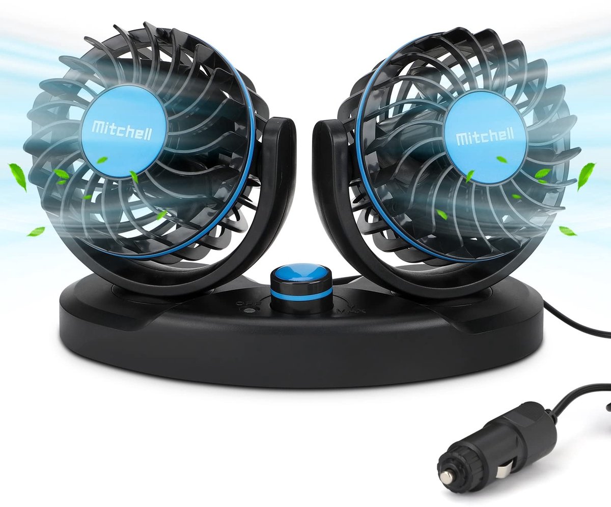 Solidchoice - Dubbelzijdige Auto Ventilator met 360 Graden Rotatie