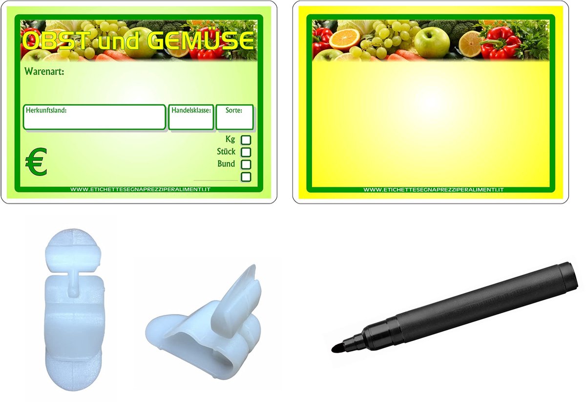 Solidchoice - Set van 30 Plastic Price Tags voor Fruit en Groenten (Groot)