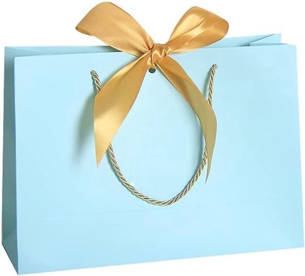 Cadeauzakjes met Linten - Papieren Zakken - Set van 4 stuks - Hemelsblauw - Handvat - Verjaardag - Bruiloft - Feest - Kerstmis - Geschikt voor Diverse Gelegenheden - 35 x 30 x 10,5 cm