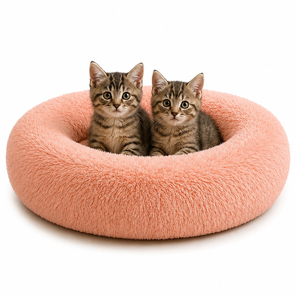 belviona Donut kattenbed, zacht pluche & verhoogde Rand Ø50 cm roze