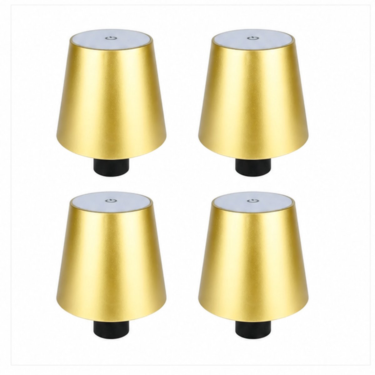 Flessenlamp goud - draadloze tafellamp met touch dimmer - set van 4