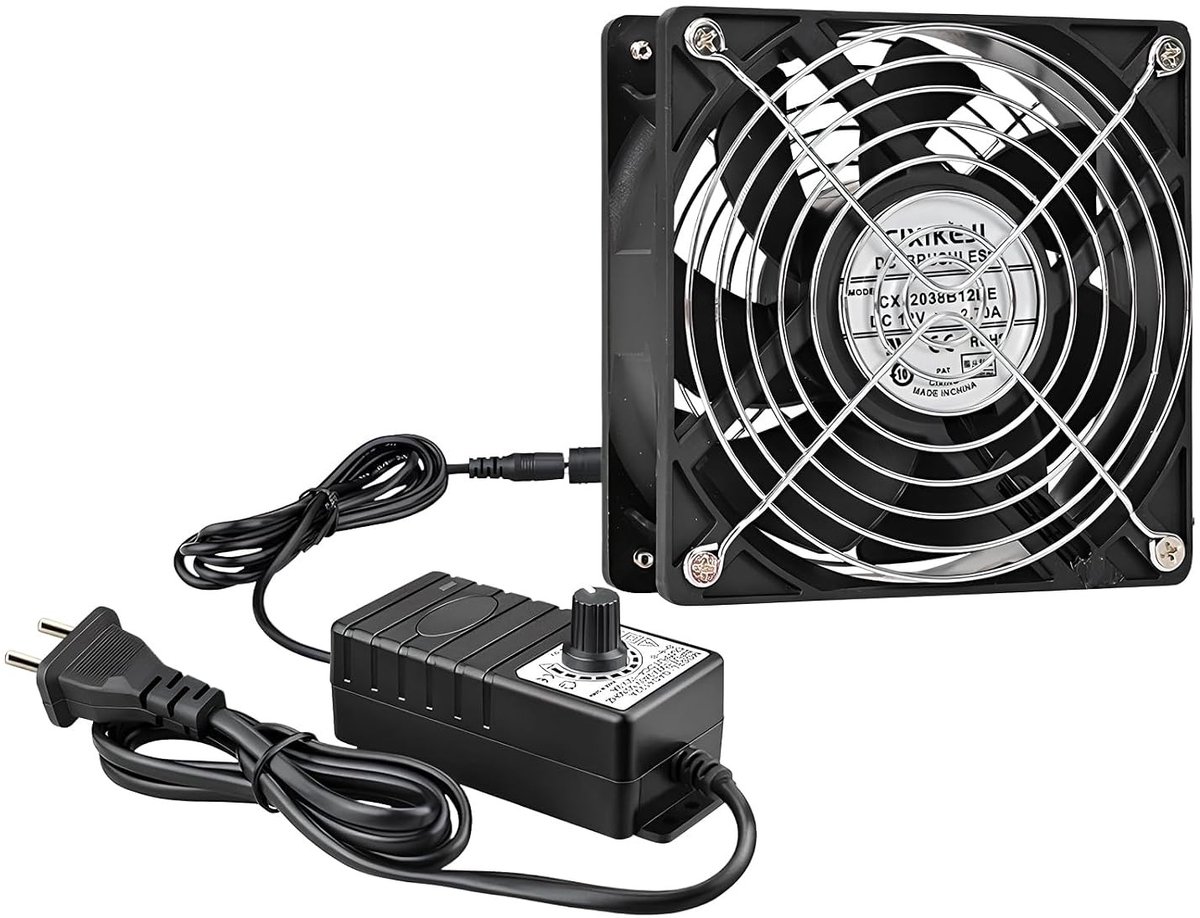 Ventilator - Zwart - 120 x 120 x 25 mm - Borstelloze Ventilator met Instelbare Snelheid - Voor PC en Netwerkapparatuur