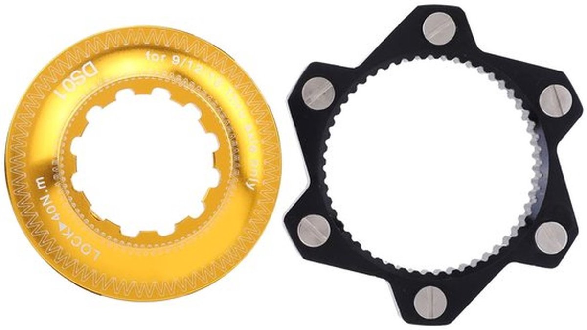 Rotor Adapter - Center Lock Hub - Duurzame kwaliteit - Zwart en Goud - 6-Bolt Adapter - Geschikt voor Mountainbikes - Rem Onderdelen
