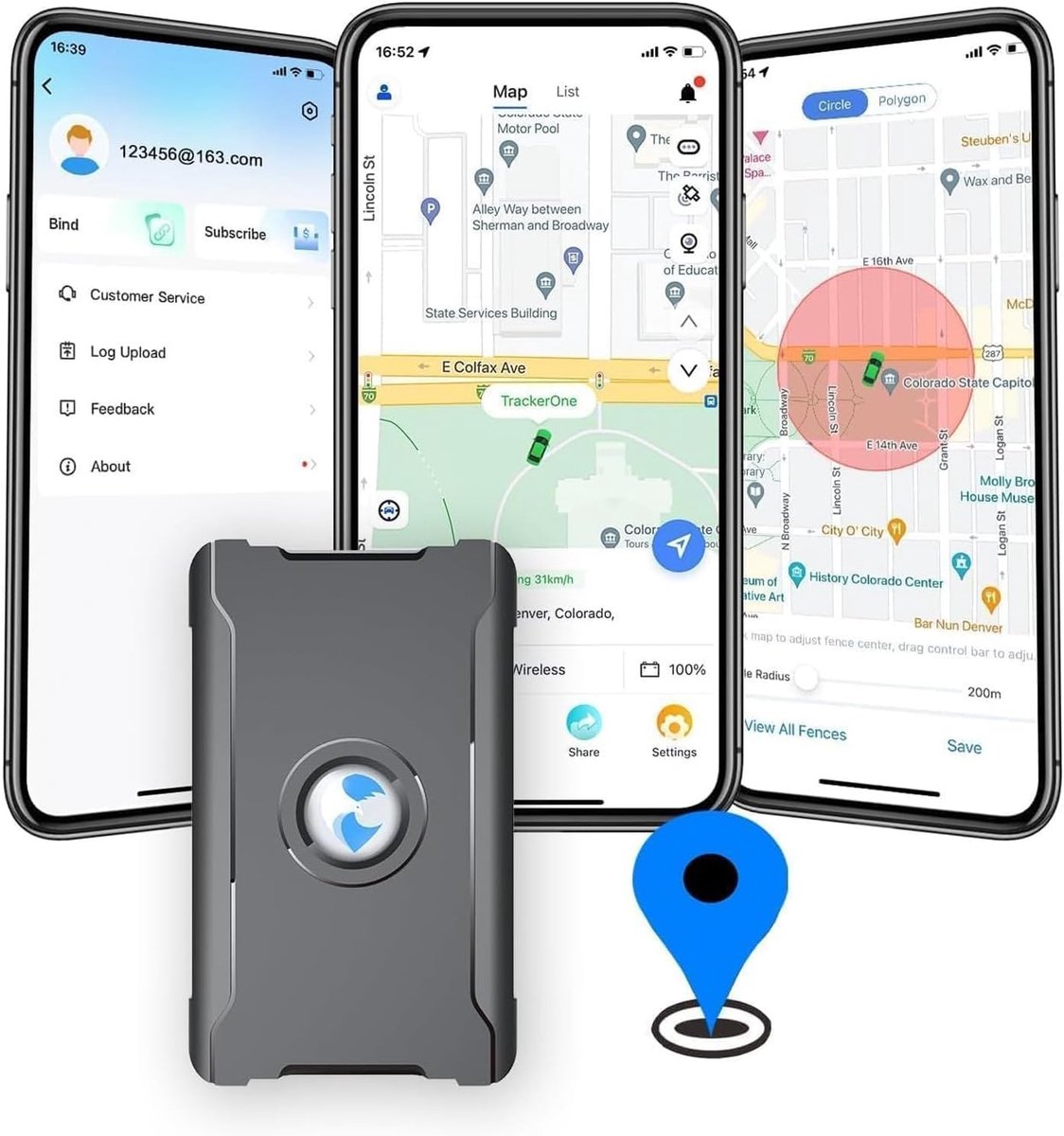 GPS-tracker voor voertuigen - Zwart - 8 x 5,3 x 2,6 cm - Waterdichte GPS-tracker met Lange Batterijduur - Voor Auto's en Persoonlijke Bezorging
