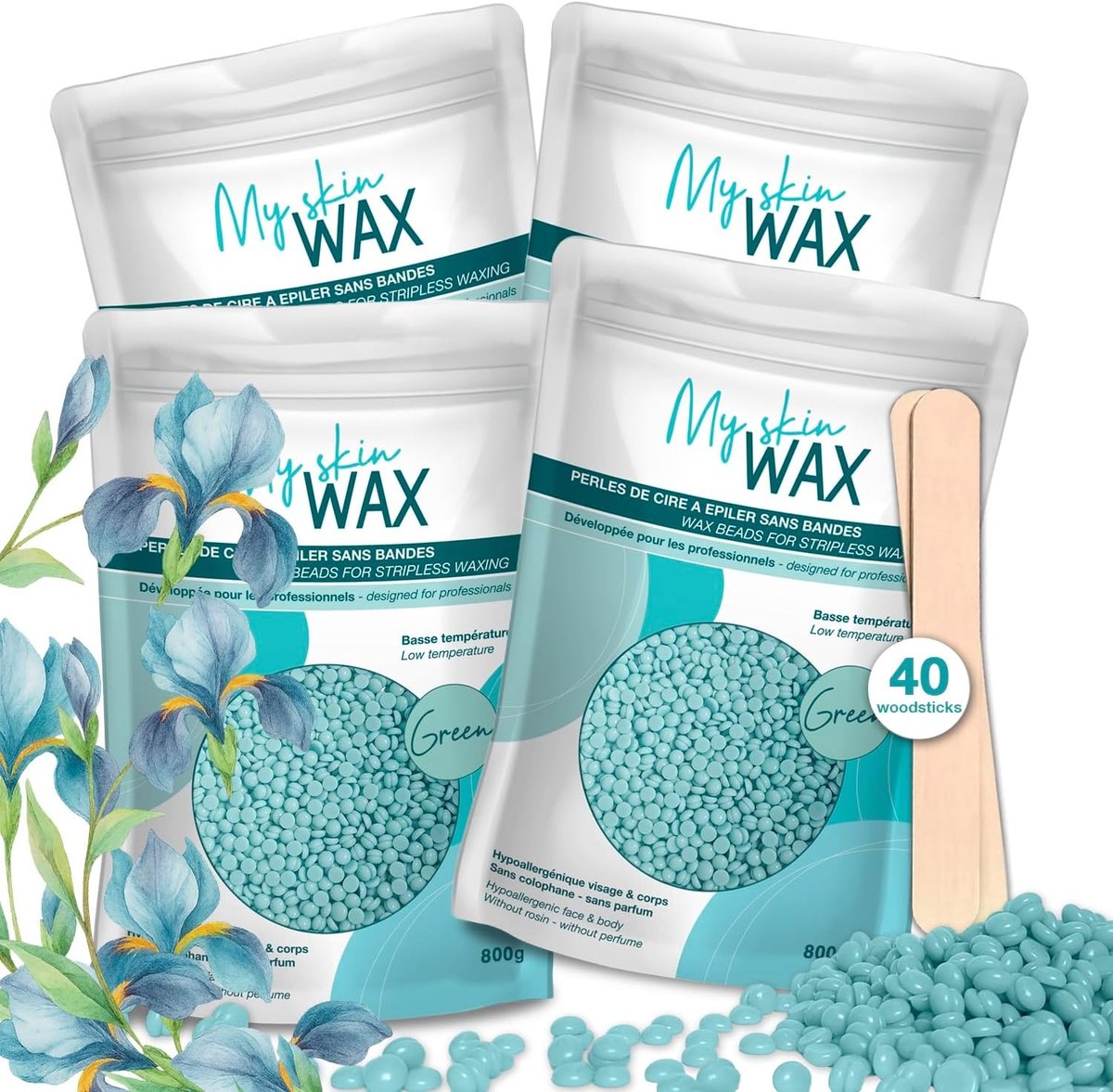 Ontharingswas - Hypoallergeen - 3,2 kg (4 x 800 g) - Zachte Ontharingswas voor Gevoelige Huid - Voor Mannen en Vrouwen