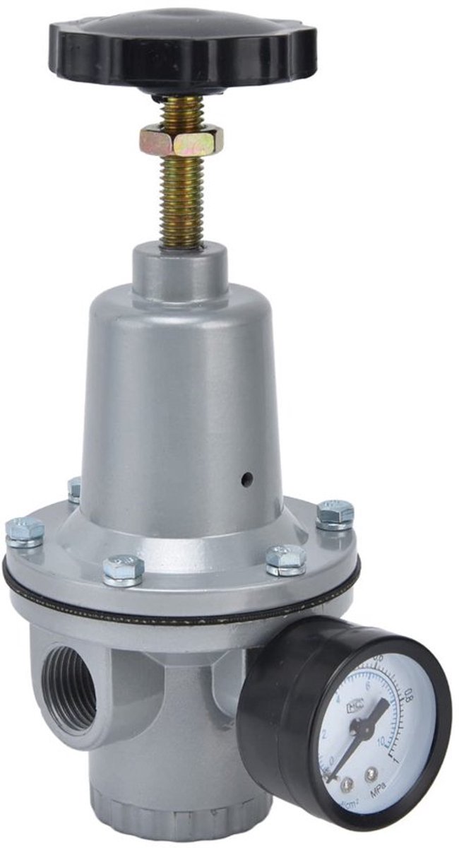 Luchtdrukregelaar Pneumatisch - Drukreduceerklep met Manometer 0,05-0,63 MPa - Aluminiumlegering - Ingangsdruk 1,0 MPa - Temperatuur 5-60℃ - Verstelbare drukinstelling - Drukregelventiel