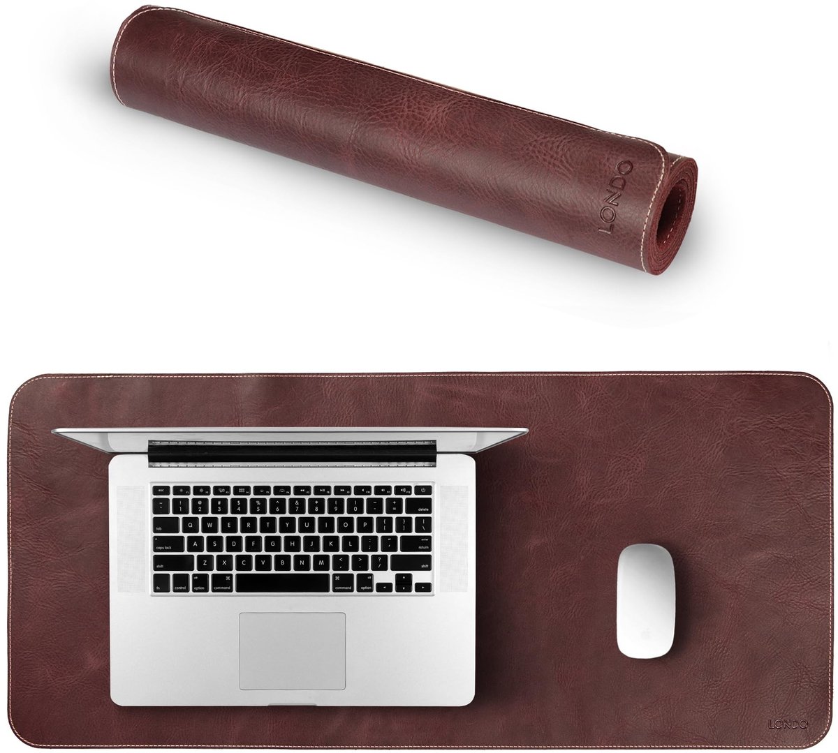 Solidchoice - Extra Grote Leren Muismat in Damson