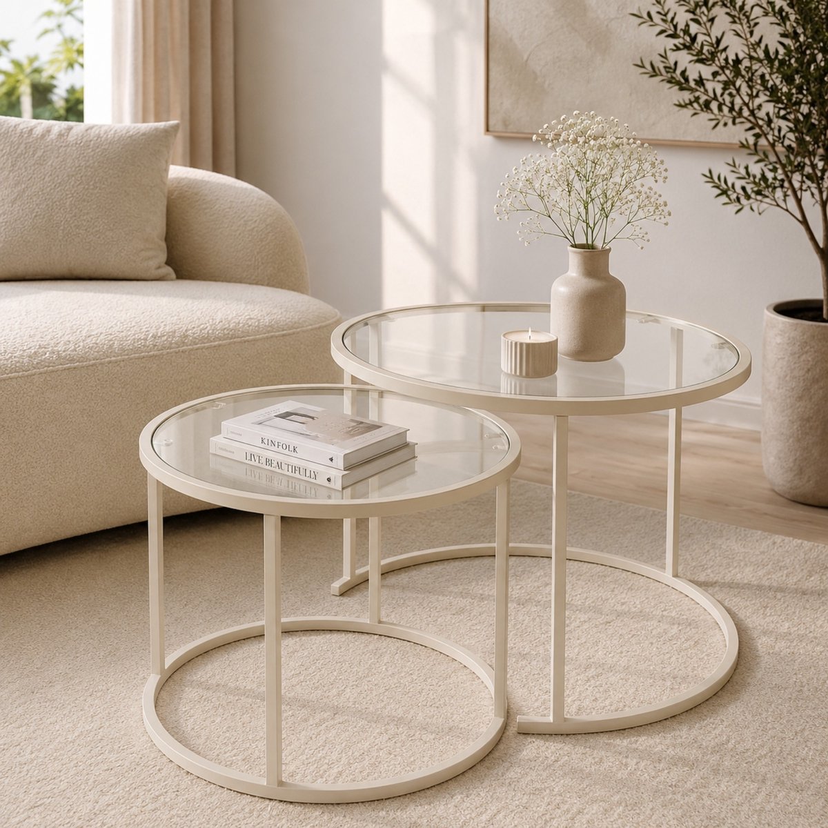 Asir - Salontafelset - Beige - 15 x 15 x 39 cm