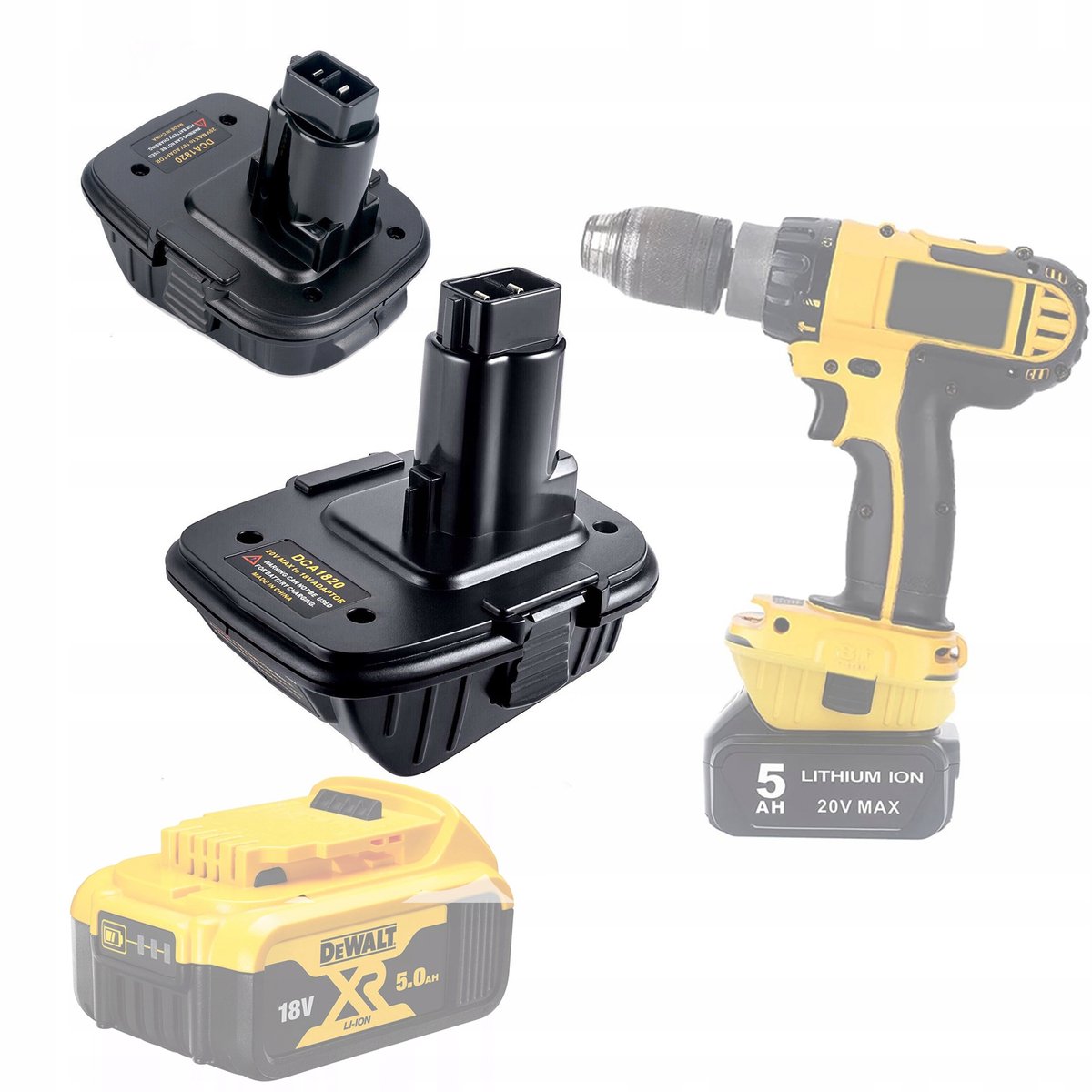 Rosfix Adapter Vervanging DCA1820 - Batterijadapter 20V - Li-ion 2,0-6,0Ah - Geschikt voor DeWalt