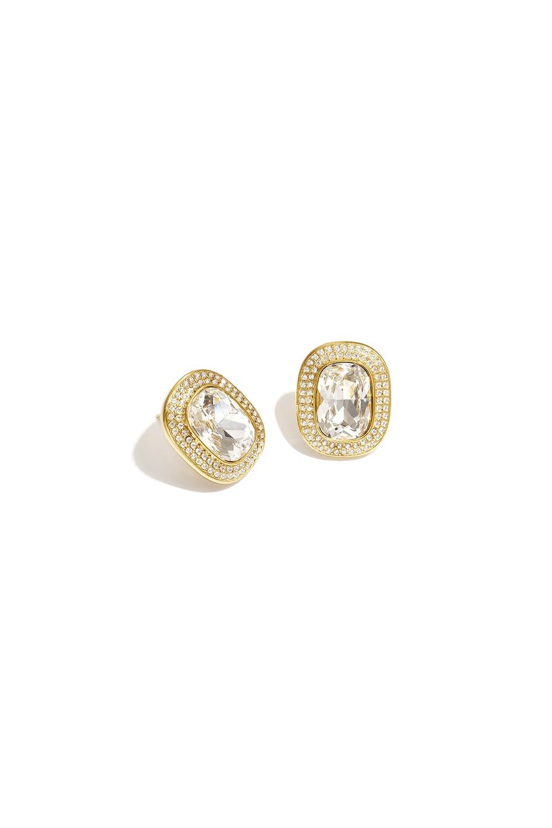 Livia - Geometrische Oorknopjes - Strass - Stainless Steel - - Wit
