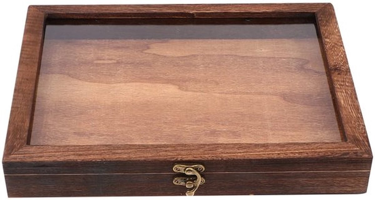 Vitrinekast met transparante bovenkant Sieradendoos van natuurlijk hout Glazen bovenkant Schaduwdoos Entomologische accessoires voor verzameling