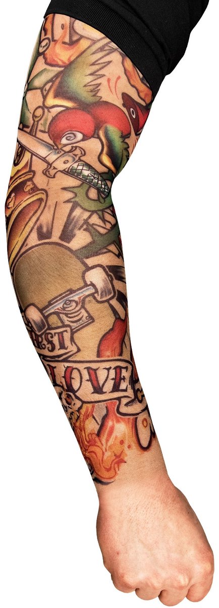 Skater Tattoo Skin Mouw - Carnaval Halloween Feest