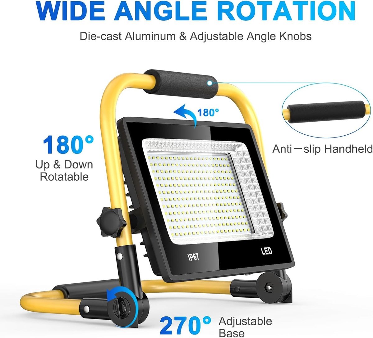 Led Bouwlamp - 100W - 100W - Waterdichte Schijnwerper met 2 m Kabel - Voor Werkplaats en Bouwplaats