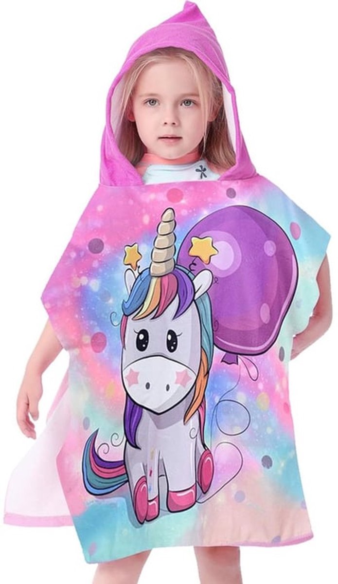 Poncho met capuchon - Kinderhanddoek - Strandlaken 60x60 cm - Badhanddoek - Microvezel - Comfortabel en snel drogend