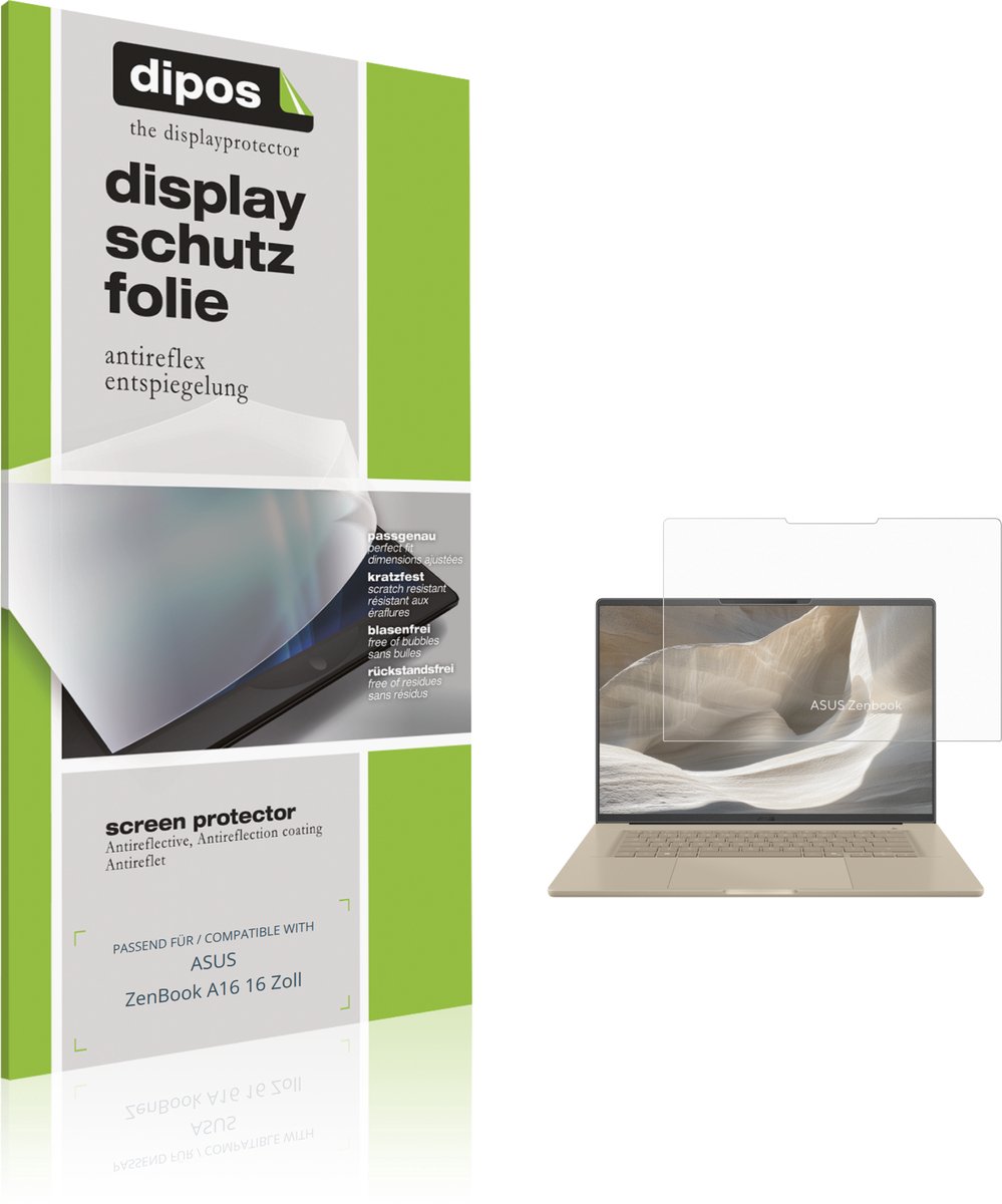 dipos – 2x Matte Beschermfolie geschikt voor ASUS ZenBook A16 16 Zoll | Krasbestendige & antireflecterende Screenprotector Ultra-Thin