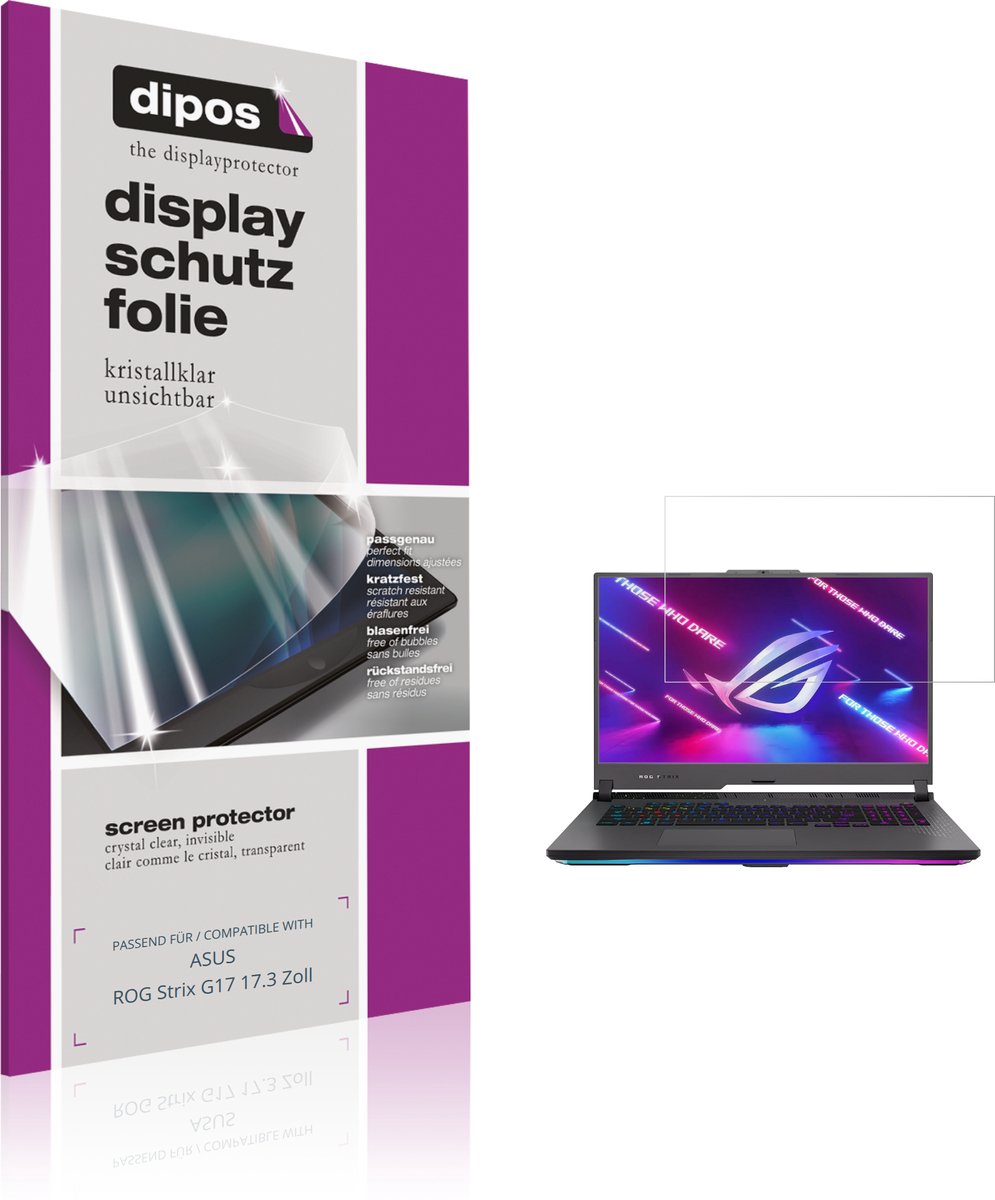 dipos – 2x Beschermfolie geschikt voor ASUS ROG Strix G17 17.3 Zoll | Krasbestendige & heldere Screenprotector Ultra-Thin