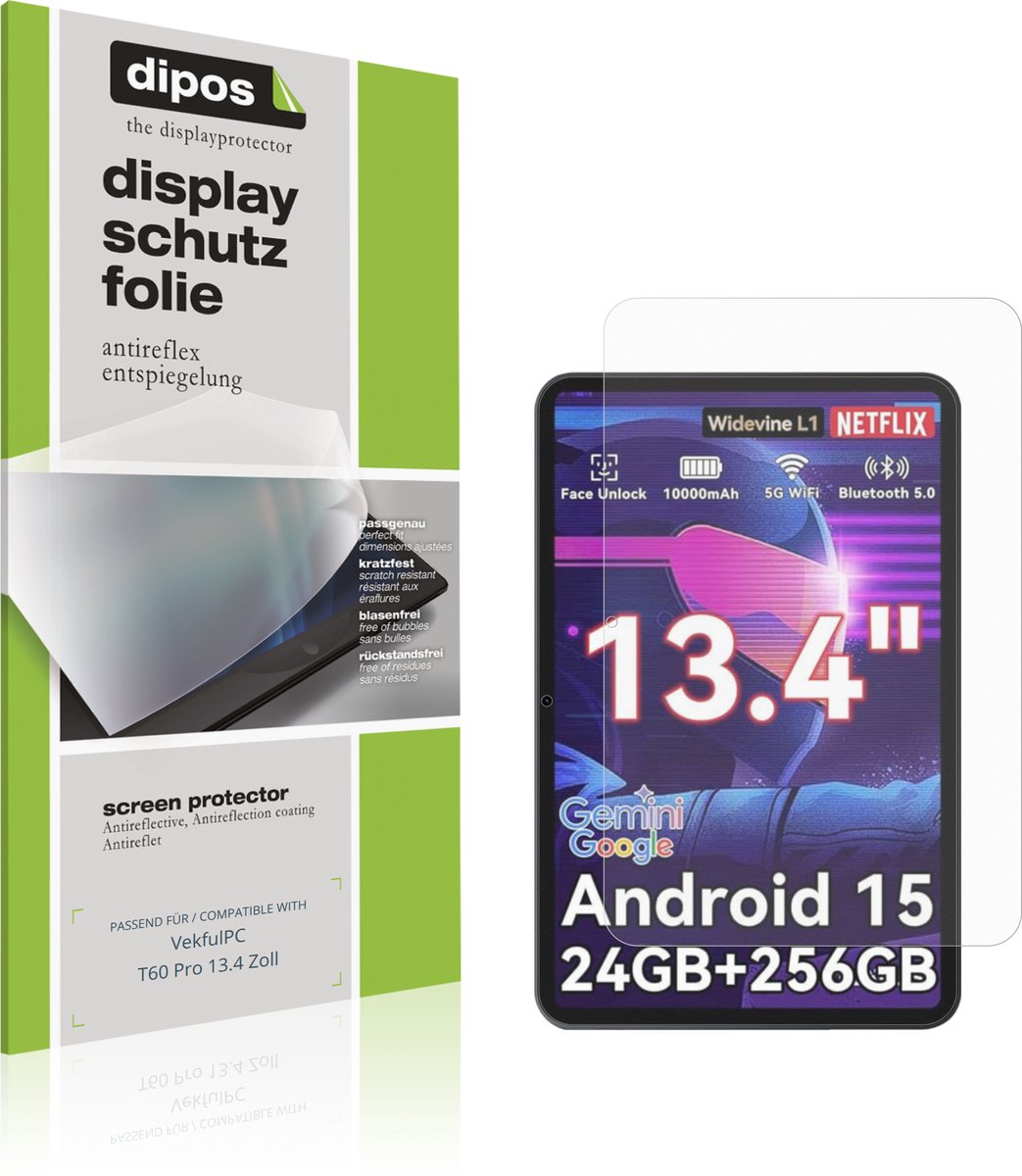 dipos – 2x Matte Beschermfolie geschikt voor VekfulPC T60 Pro 13.4 Zoll | Krasbestendige & antireflecterende Screenprotector Ultra-Thin