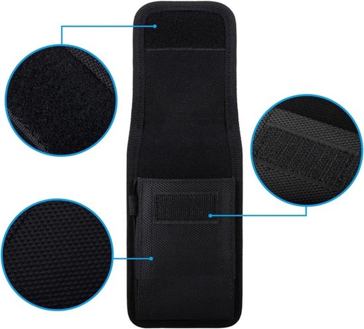 Heuptas voor mobiele telefoon, riem, smartphonehoesje met riemclip, compatibel met smartphones van 5,2 tot 6 inch, zwart