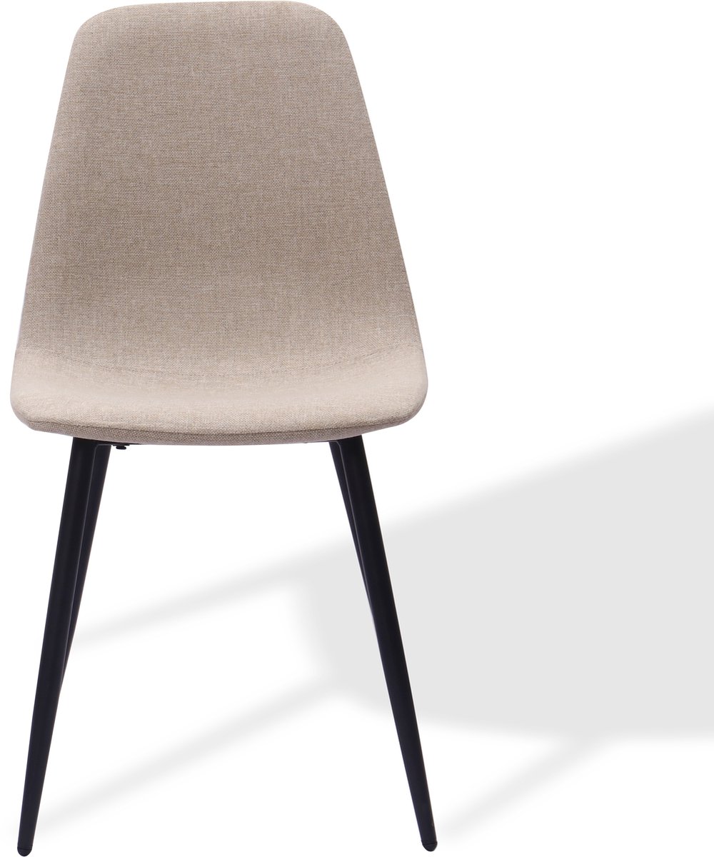 Clruro Eetkamerstoel Set van 2 - Minimalistisch - Vlekwerende Stof - Stof/Metaal - Beige/Lichtbeige