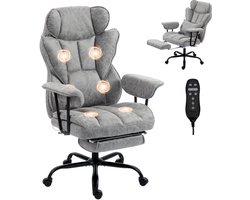 HOMCOM Massage Office Chair-Leathaire-76 x 77 x 126 cm-Grau