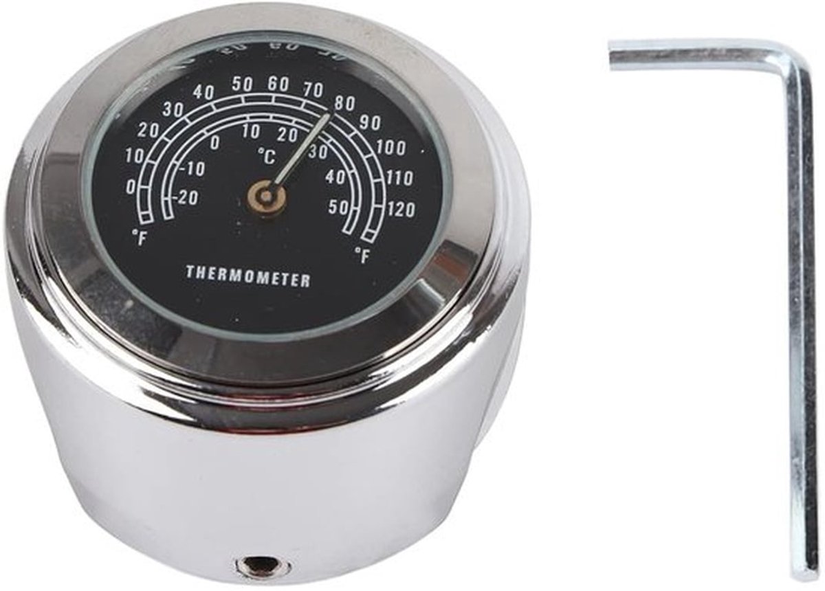 Thermometer voor Motorfiets Stuur - Stuurthermometer - Motorthermometer - Thermometer met Dubbele Schaal - Materiaal Aluminiumlegering - Schokpakking - Accessoire voor Motorrijders