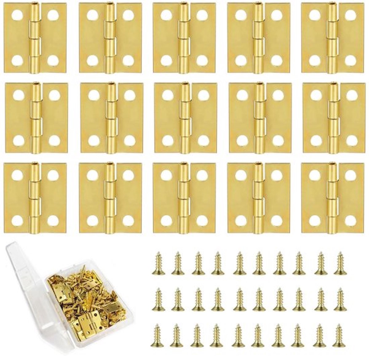 Mini-Scharnieren 50 Stuks - 15 x 18 mm - Hoogwaardig Ijzer - Inclusief 200 Schroeven - Voor Modelbouw/Knutselen - Eenvoudig Te Installeren - Scharnier