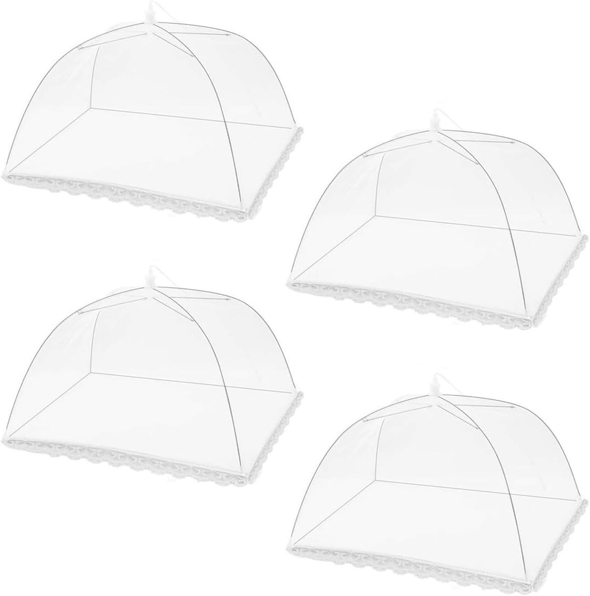 Set van 4 Vouwbare Vliegenbescherming Covers voor Voedsel - 32x32cm, Ideaal voor Feesten, Picknicks en Kamperen
