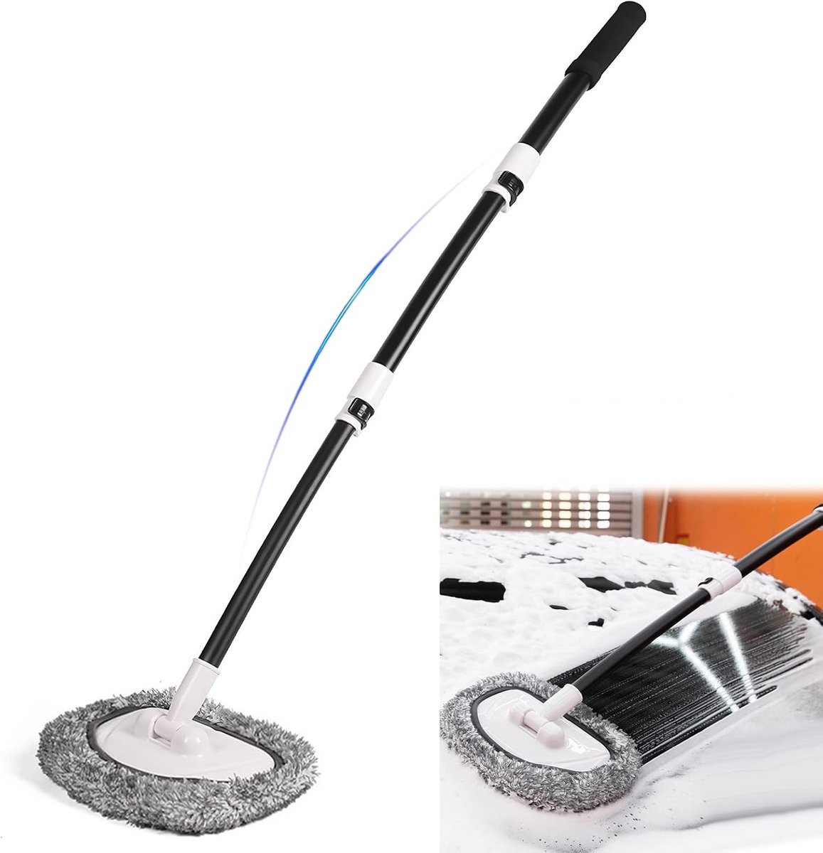 Telescopische Auto Wasborstel met 15° Curved Hoofd, 40 Inch Aluminium Steel, Ideaal voor Het Reinigen van Daken, Velgen en Ruiten van Auto's en Campers