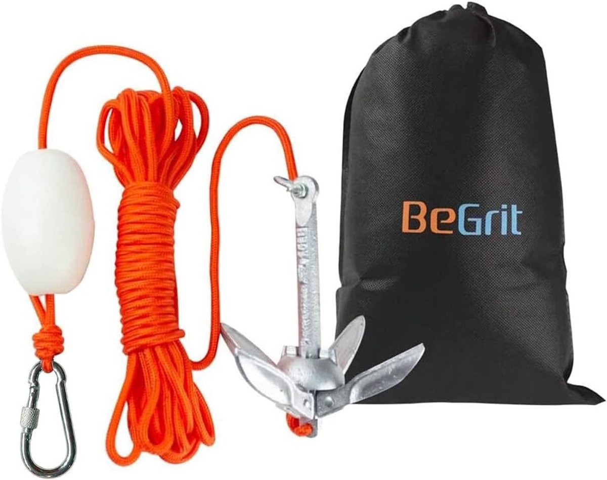 Verstevigde 0,7 kg galvaniseerde anker met 10 m scheurvast ankerkoord ø 6 mm en boei set voor SUP en boten