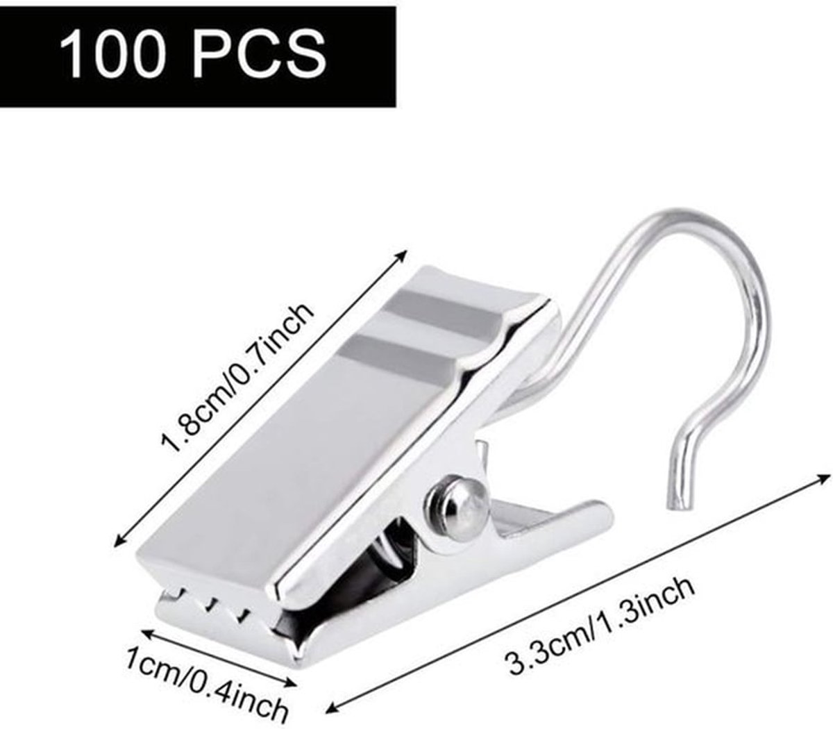 Gordijnklemmen 100 Stuks - Metalen Haken - Klemringen