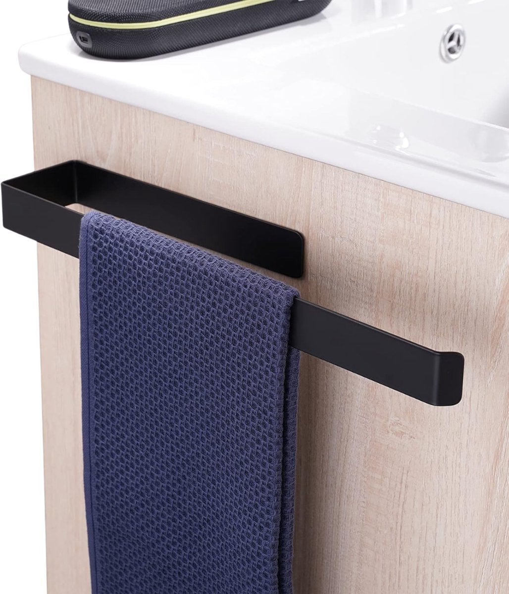 Lìon® Handdoekrek - Handdoekhouder - Handdoekrek Badkamer - Zwart - 32cm x 5cm x 4cm