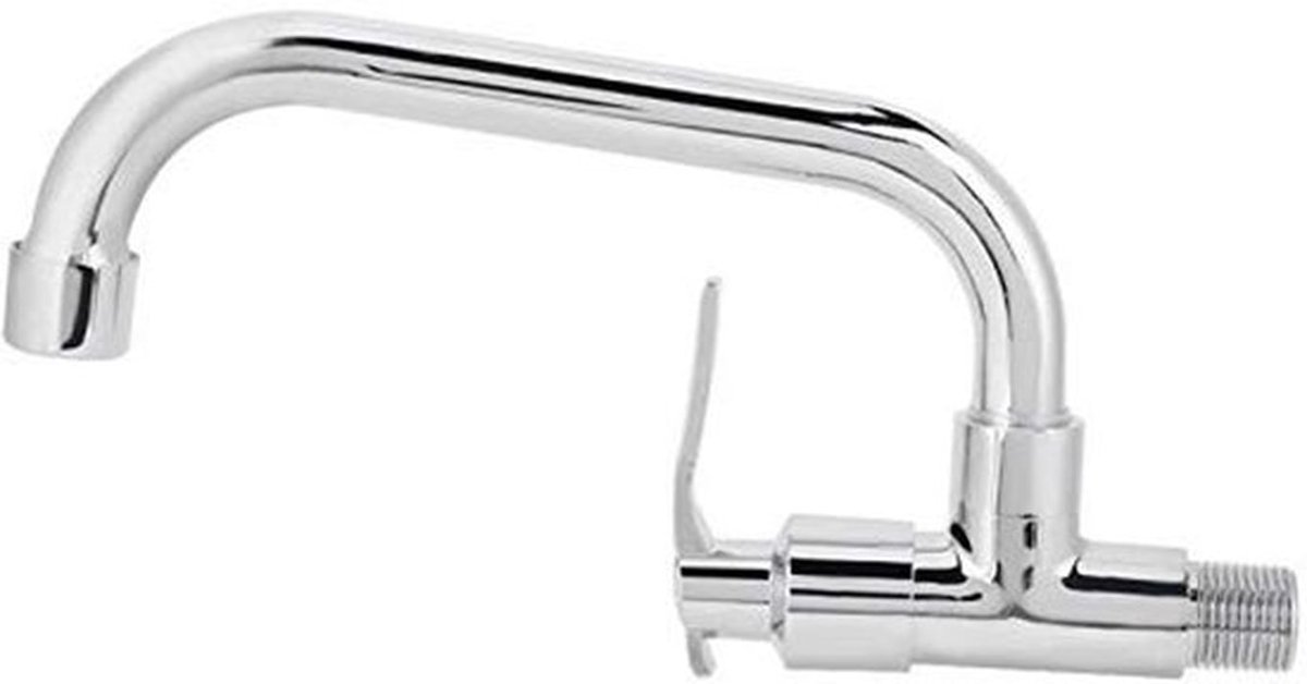 Gootsteenkraan 360° Roteerbaar - Wandmontage - Enkele Koudwaterkraan - Ergonomisch Handvat - Messing/Roestvrij Staal - Corrosiebestendig - Keukenkraan