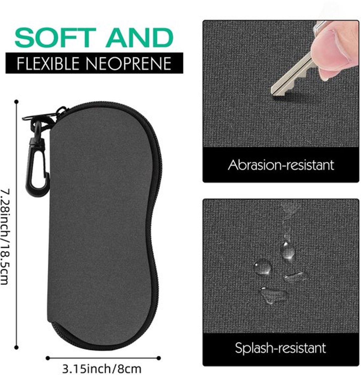 Zonnebrilcase Ultra Lichtgewicht - Neopreen Hoes - Bescherming voor Bril - Riemlus Bevestiging - Handige Opberghoes - Ideaal voor Reizen - Brilhoes