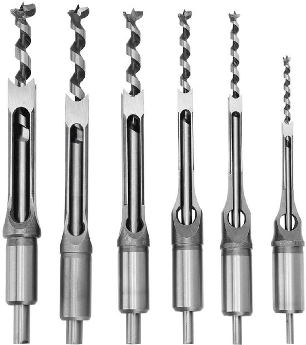 Set van 6 Stalen Houtboor Hamer Boren van 1/4 inch tot 5/8 inch voor Houtbewerking en Klussen