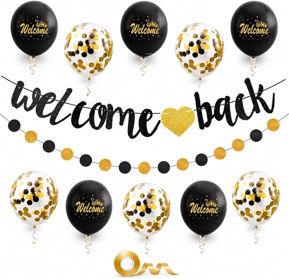 ALEGRE® Zwarte en gouden ballonbannerset (achterkant) - ShopVlot