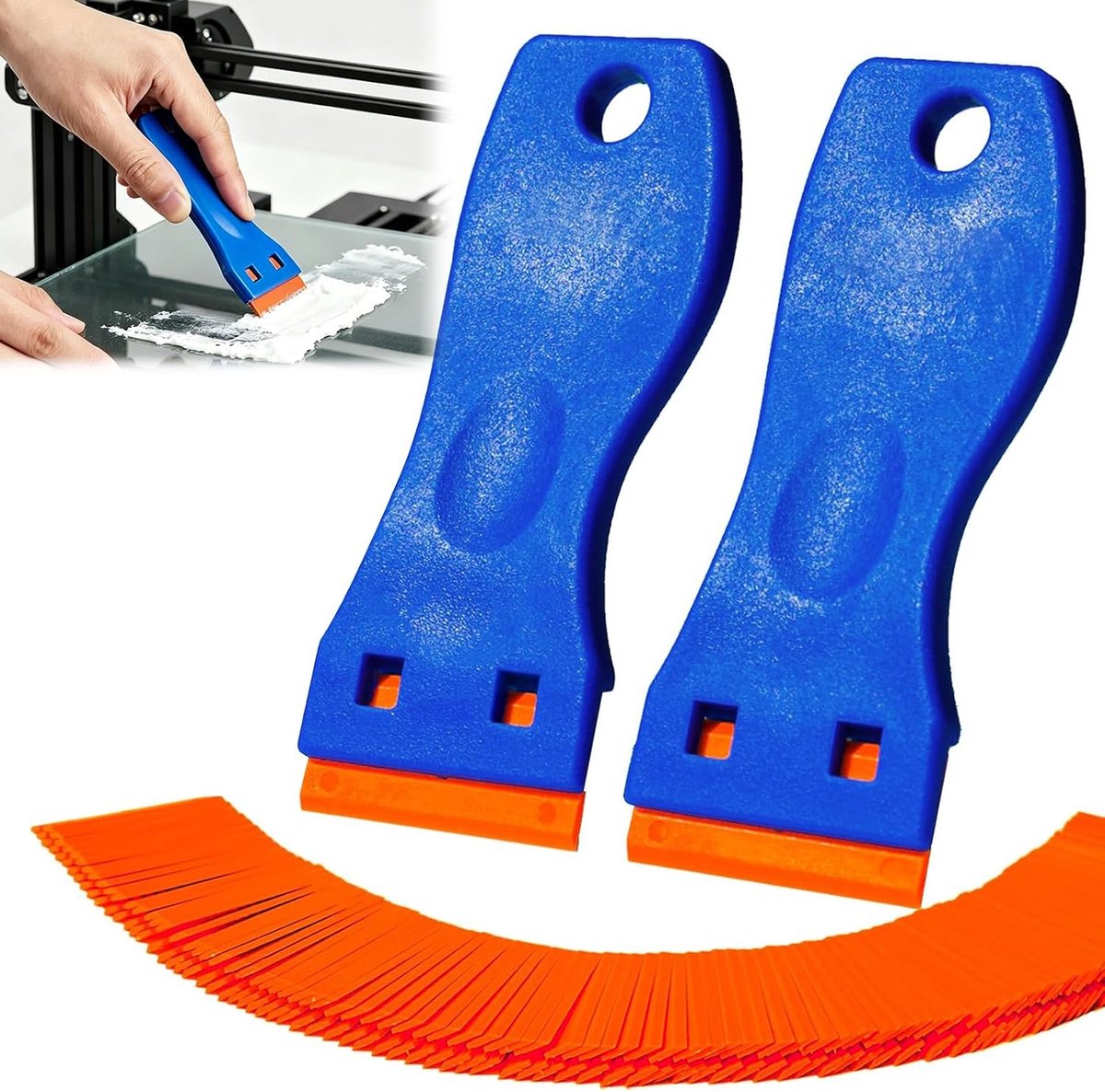 2 stuks kunststof schrapers, mini-schraper met 100 kunststof messen, multifunctionele schraper voor het verwijderen - ShopVlot
