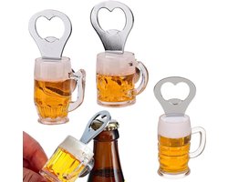 Set of 3 Funny Magnetic Bottle Opener, Beer Glass with Fridge Magnet - ShopVlot