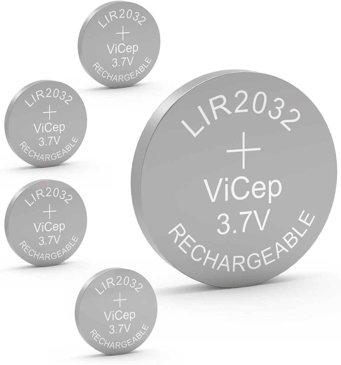 5 Pack LIR2032 Rechargeable Battery 3.7V Lithium Ion Button Cell 70mAh High Capacity 2032 Rechargeable Battery - ShopVlot