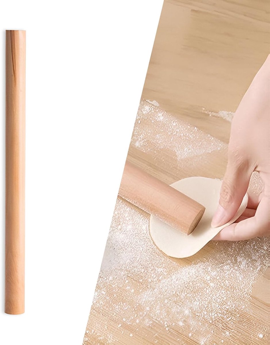 Rolling Pin, Wood, Baking Roll Made of Beech, for Rolling Pin, Wood for Dough, Pastry, Bread, Pizza, Cookies and - ShopVlot