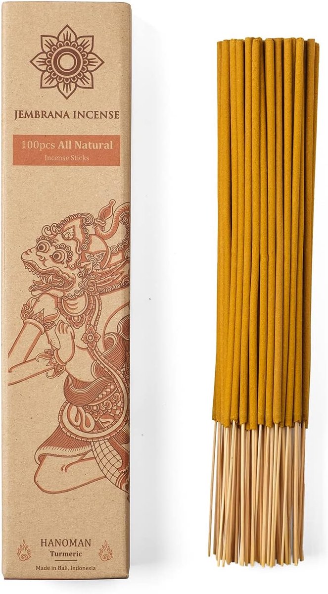 Jembrana Incense Sticks Turmeric 100% Natural Handmade No Eyes Chemicals 28 cm Pack of 100 - ShopVlot