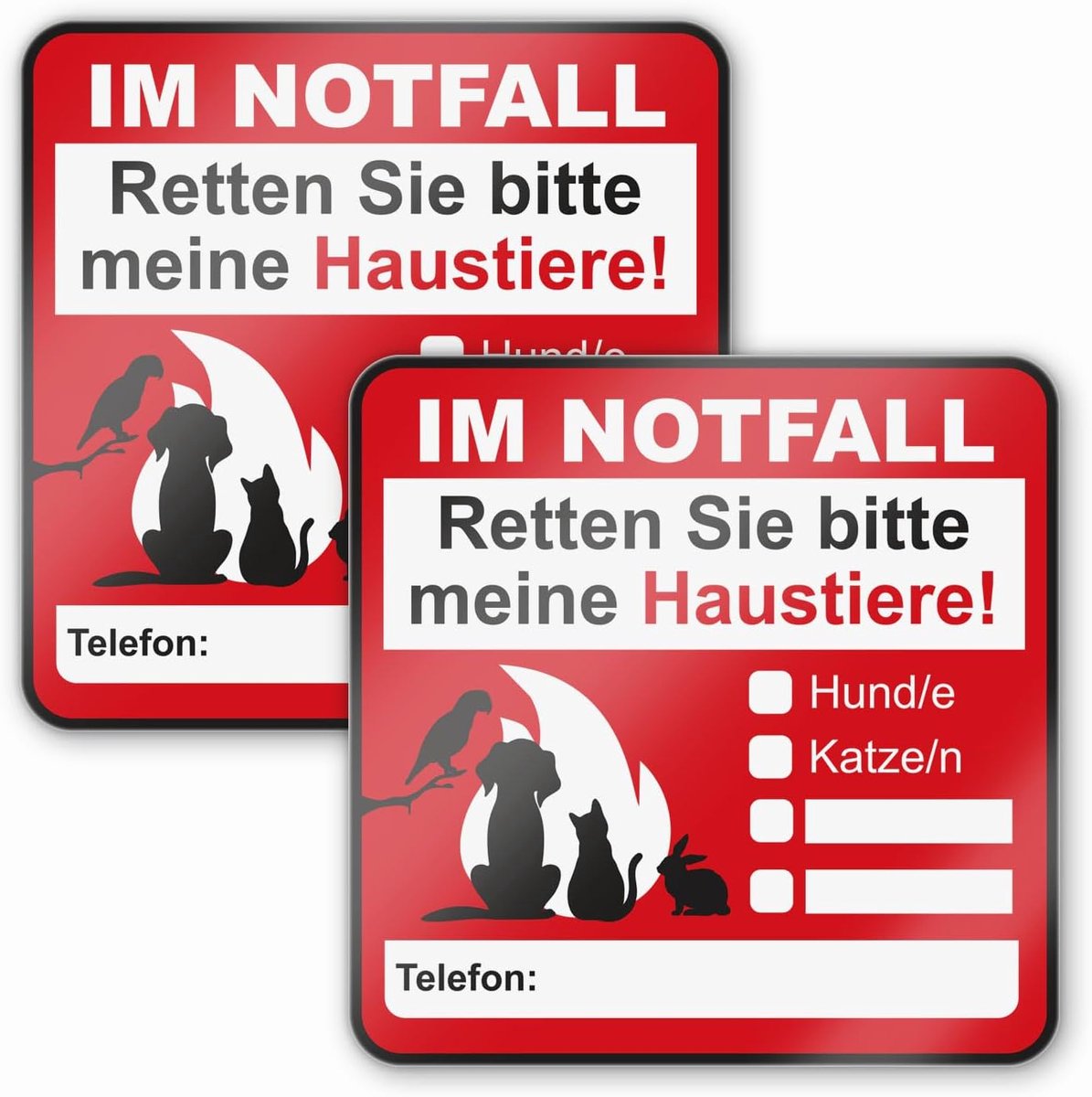 Dierenreddingsset 2 stuks 8 x 8 cm - Zelfklevende stickers - Voor noodsituaties - Bewaar je huisdieren veilig - ShopVlot