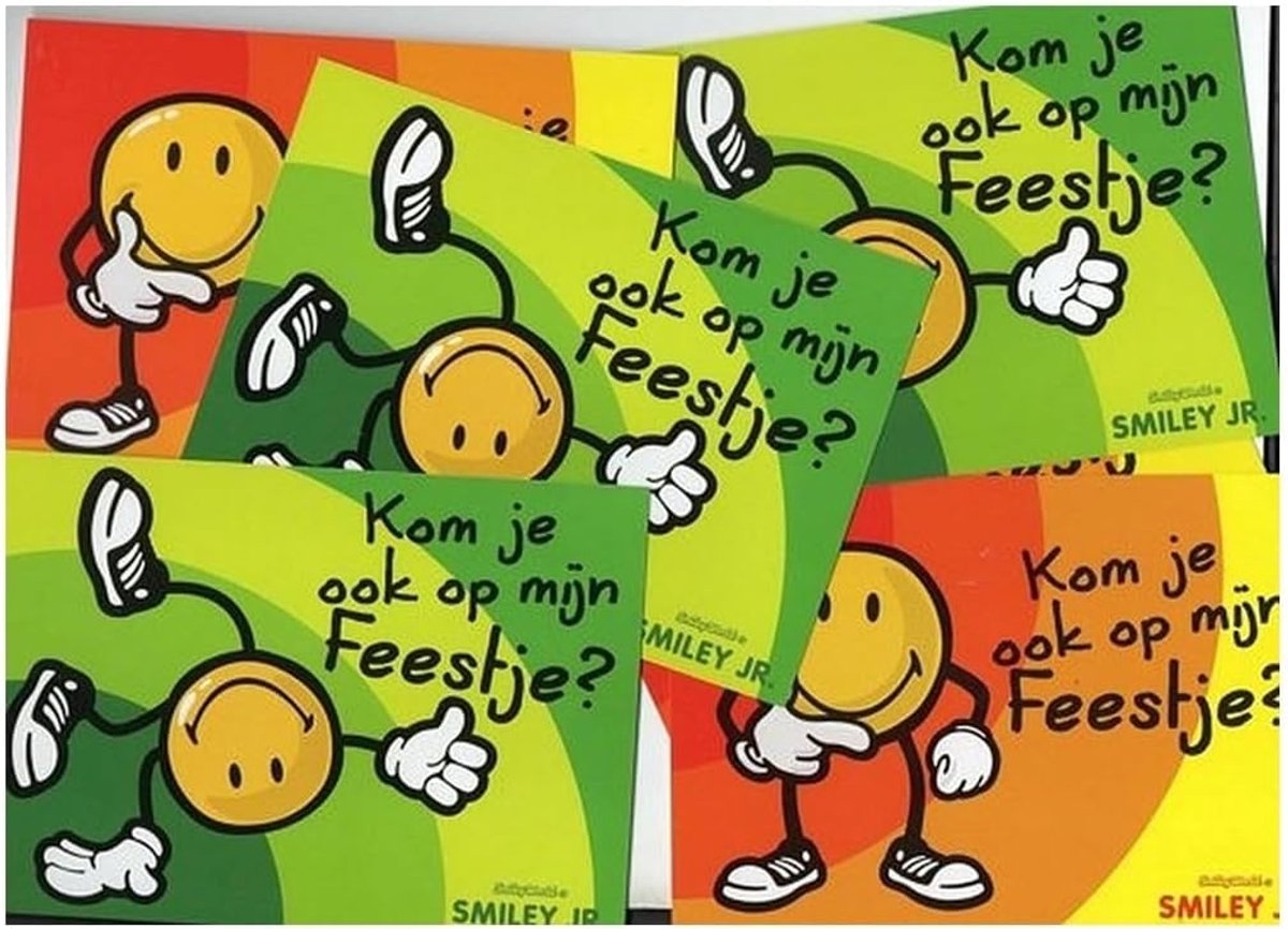 Uitnodigingskaarten 6 stuks - Smiley ontwerp - Kleurrijk en vrolijk - Perfect voor feestjes - ShopVlot