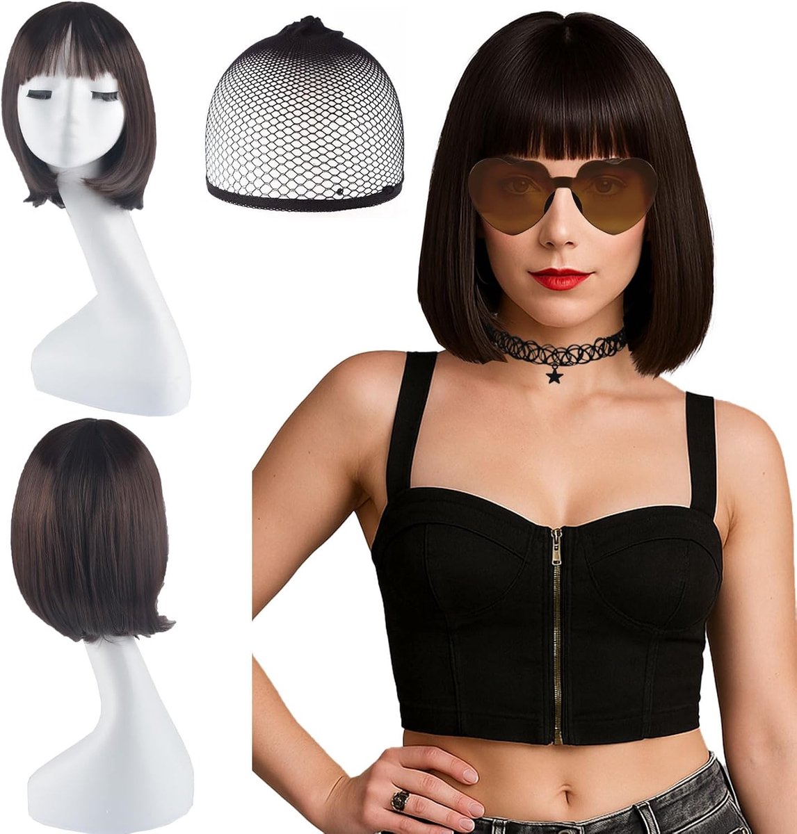 Set van 4 pruiken voor vrouwen - korte haar pruik - blonde bob - snel een feestoutfit creëren - ShopVlot