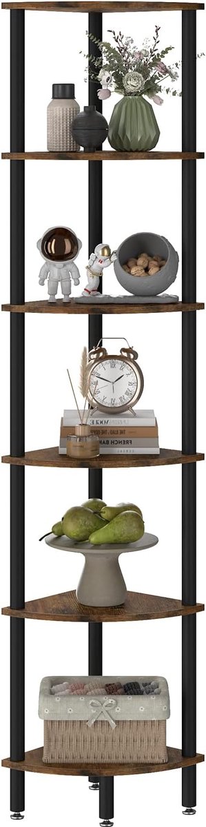 Hoekplank 6 Laags - Industrieel Bruin - Multifunctioneel Design - Perfect voor Woonkamer - ShopVlot