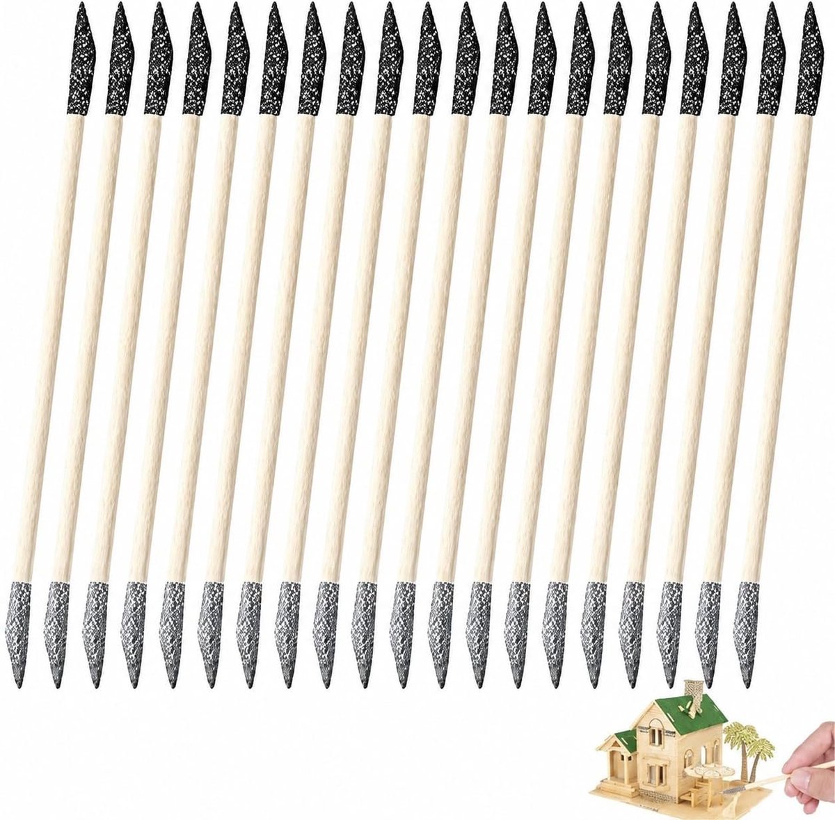 Schuurstokken set 20-delig - zwart en grijs - dubbele kop - precisie voor houtbewerking - ShopVlot