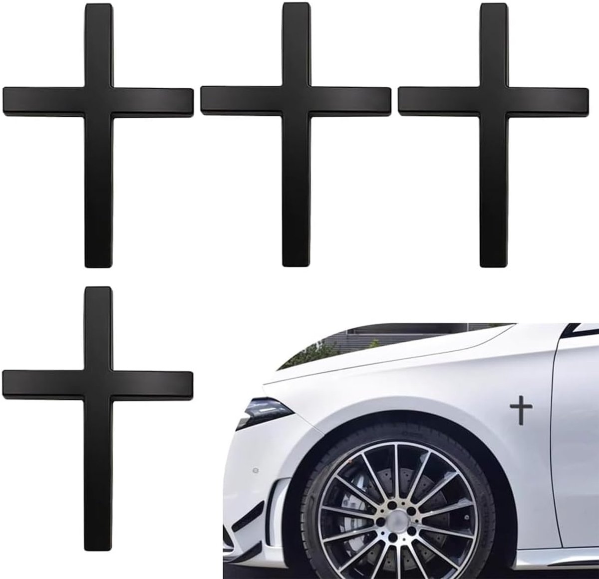 3D-kruisstickers voor auto - metaal - zwart - stijlvolle decoratie - ShopVlot