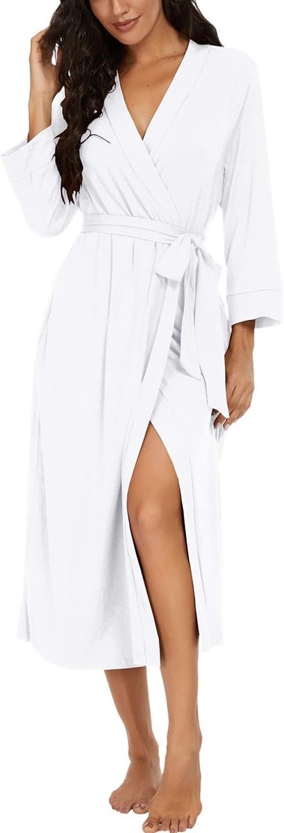 Damesbadjas XL - Licht 3/4 mouw - V-hals kimono - Comfortabele slaapkleding - ShopVlot