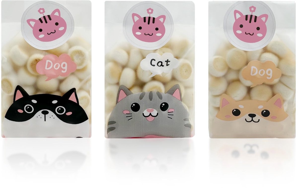 Solidchoice - 50 Stuks Transparante Snoepzakjes met Stickers