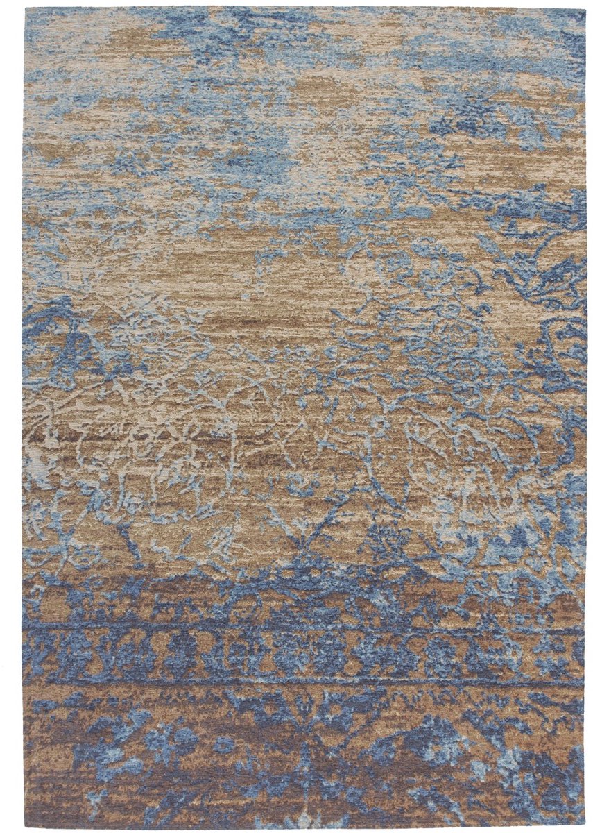 Padiro laagpolig vloerkleed 155 x 230 cm - blauw / beige - modern abstract design - geschikt voor vloerverwarming - van polyester en katoen