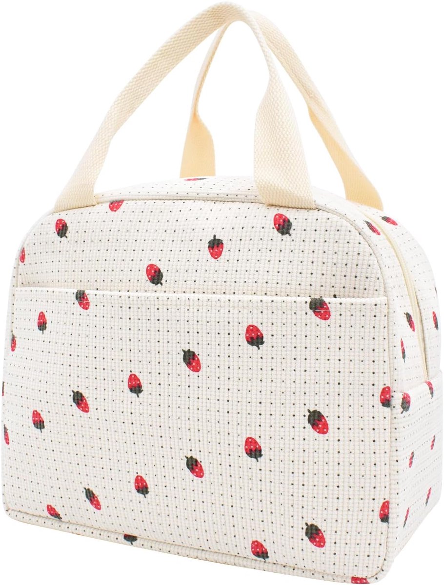 Lunchtas 9L - Corduroy - Chic met aardbeien - Ideaal voor onderweg - ShopVlot